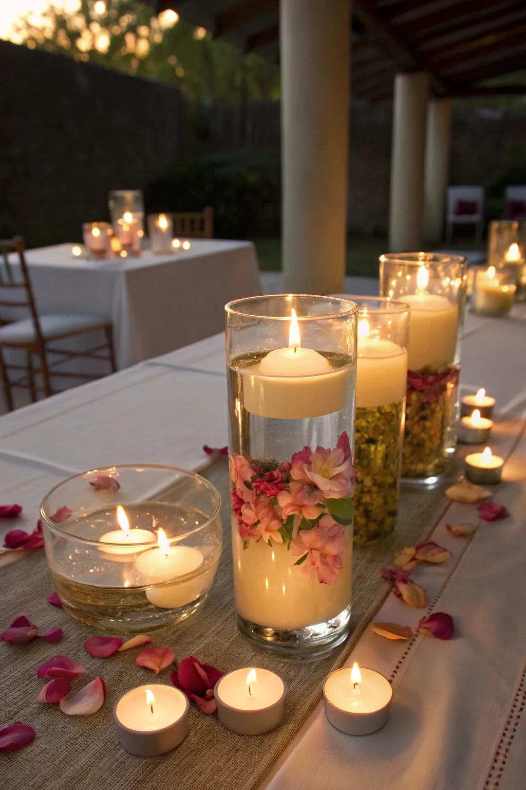 Floating candles creating a magical ambiance.
