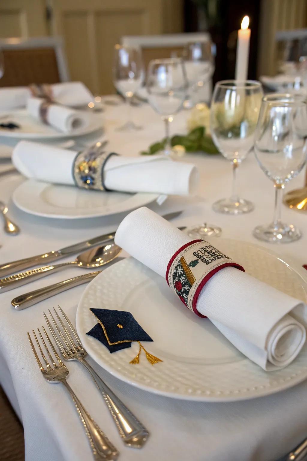 Personalized table settings adding a warm touch.