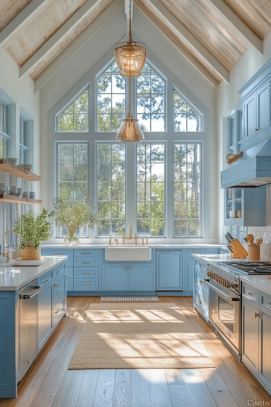 Open Sky Blue farmhouse kitchen