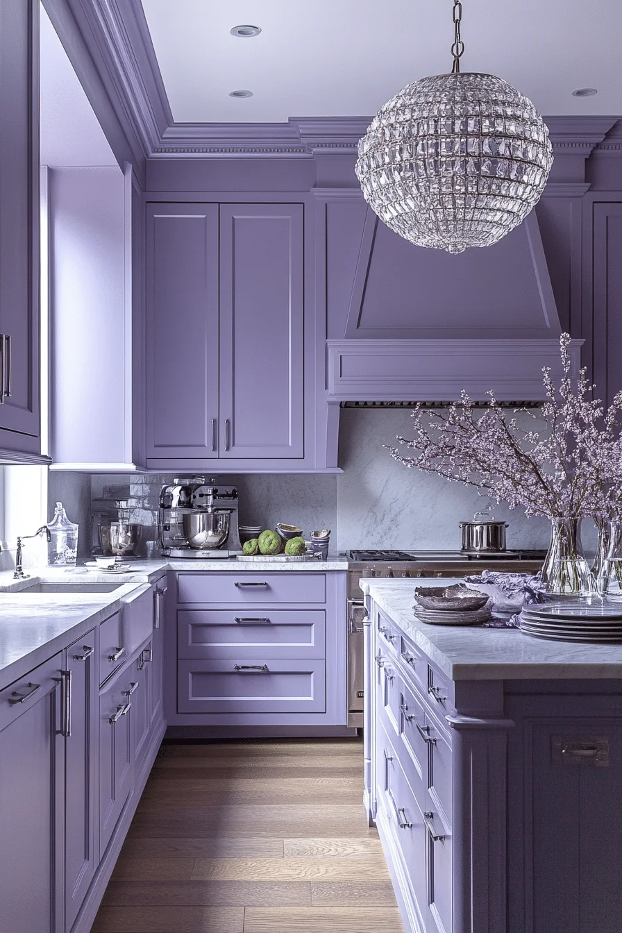 Subtle Lavender Mist farmhouse kitchen