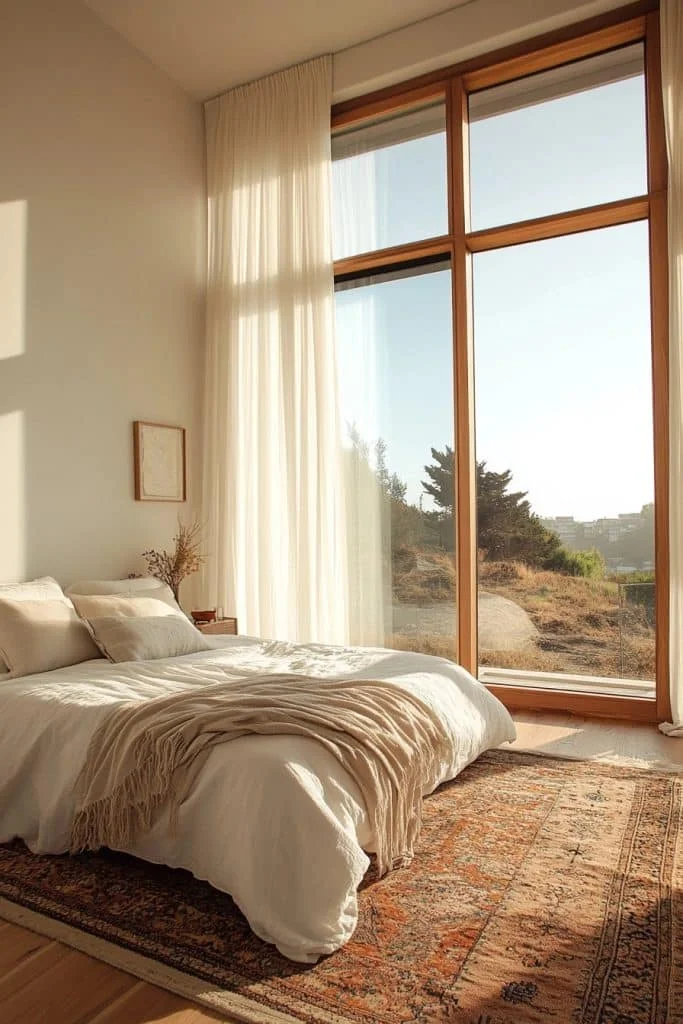 Bright Minimalist Bedroom with Expansive Windows