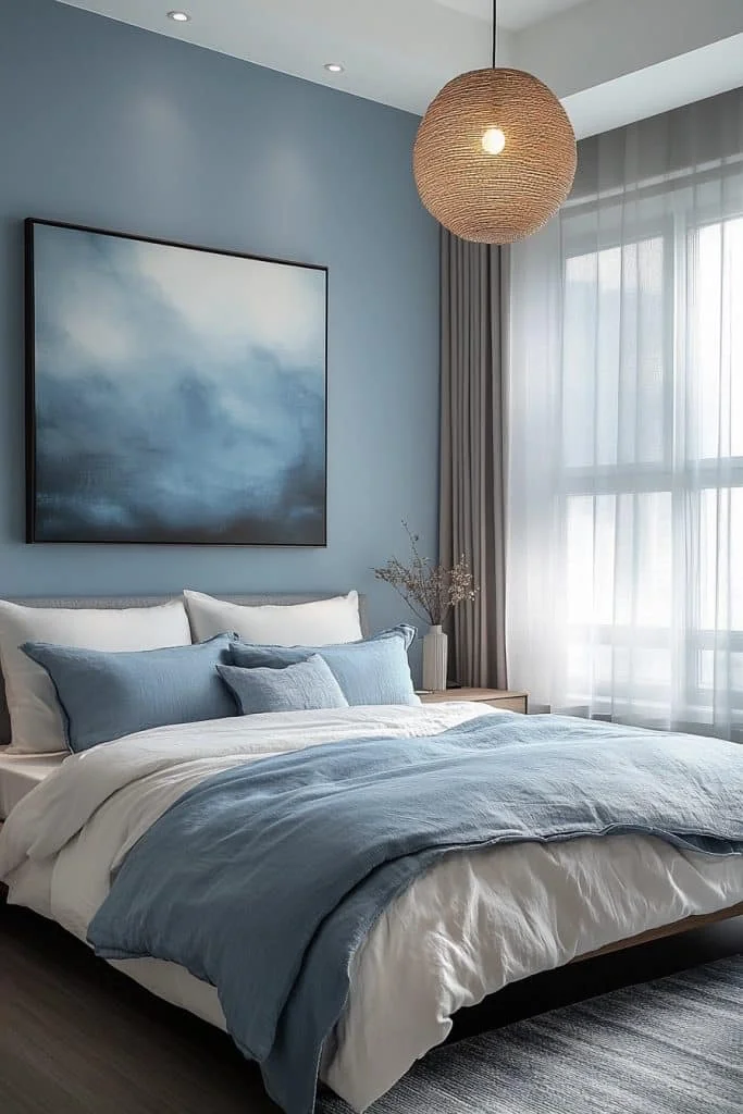 Cool Color Palette Minimalist Bedroom