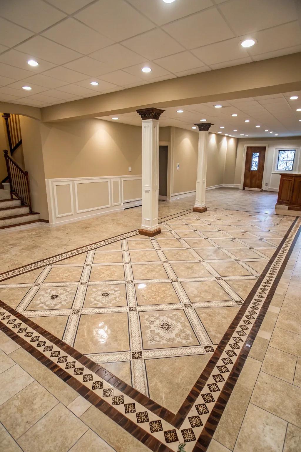 Tile floors are durable and stylish.