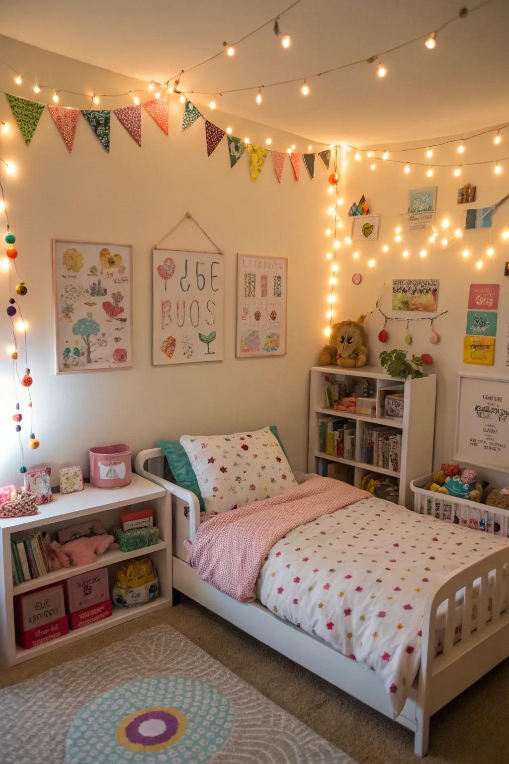 String lights add a cozy and enchanting glow.