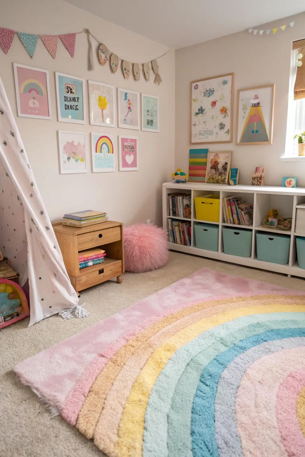 A plush rug adds warmth and comfort.