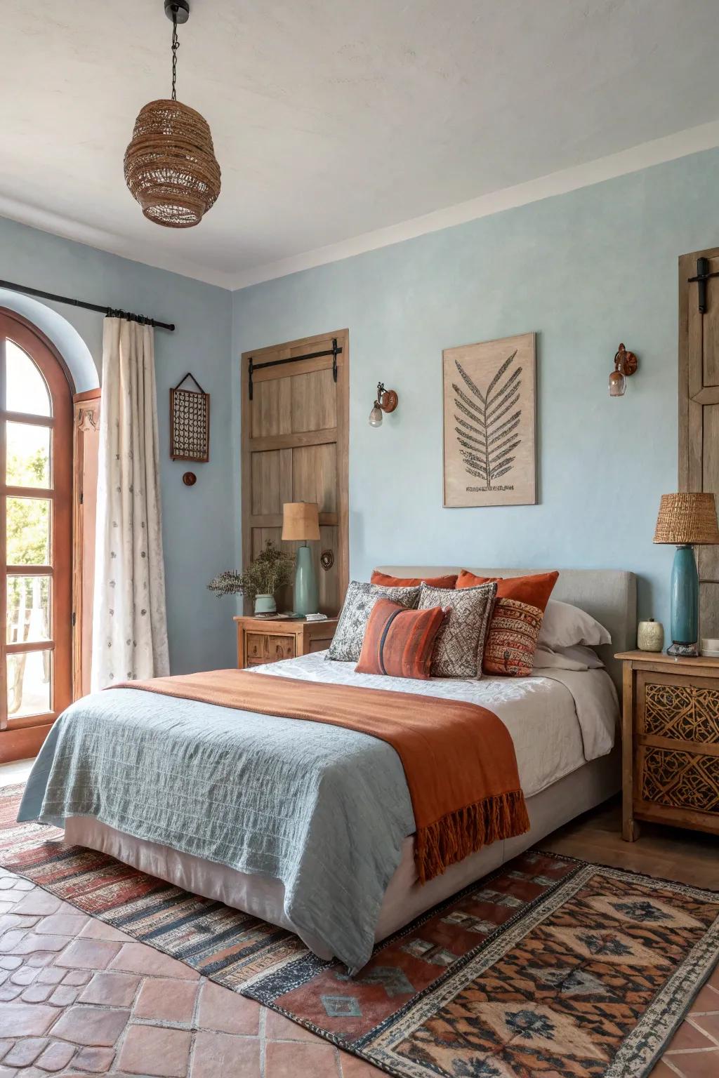 Terracotta accents infuse warmth and rustic charm.