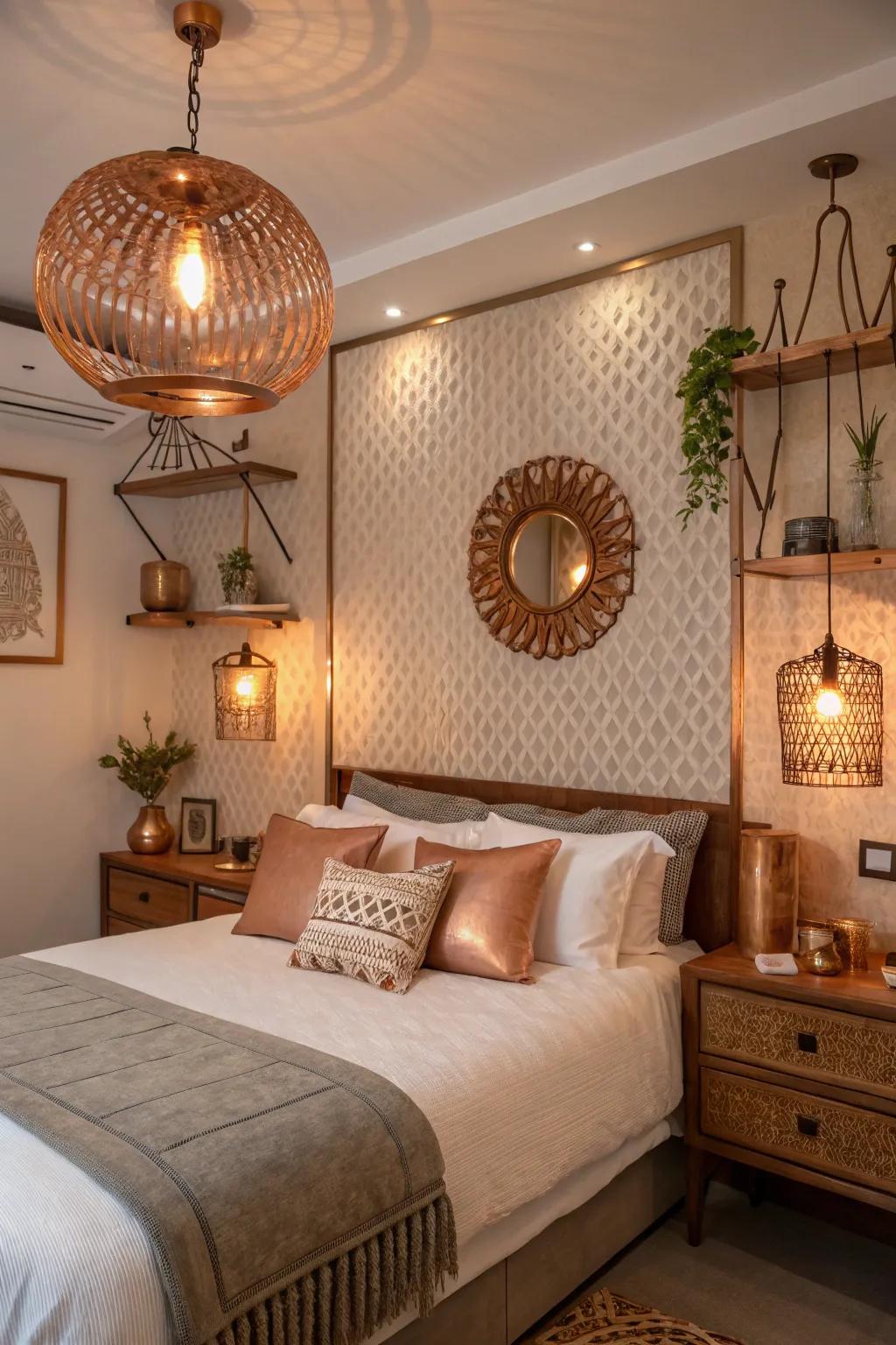 Copper accents add subtle warmth and sophistication.