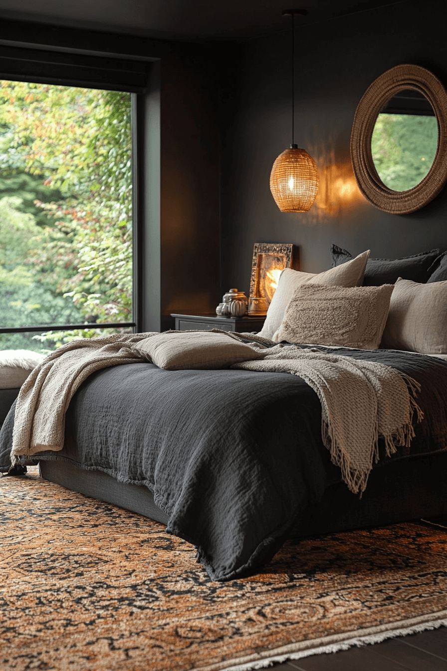 Deep Gray Dark Boho Bedroom