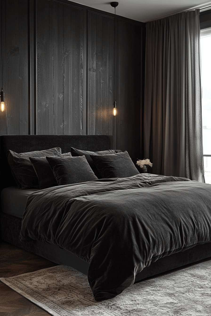 Velvet and Metallic Dark Boho Bedroom