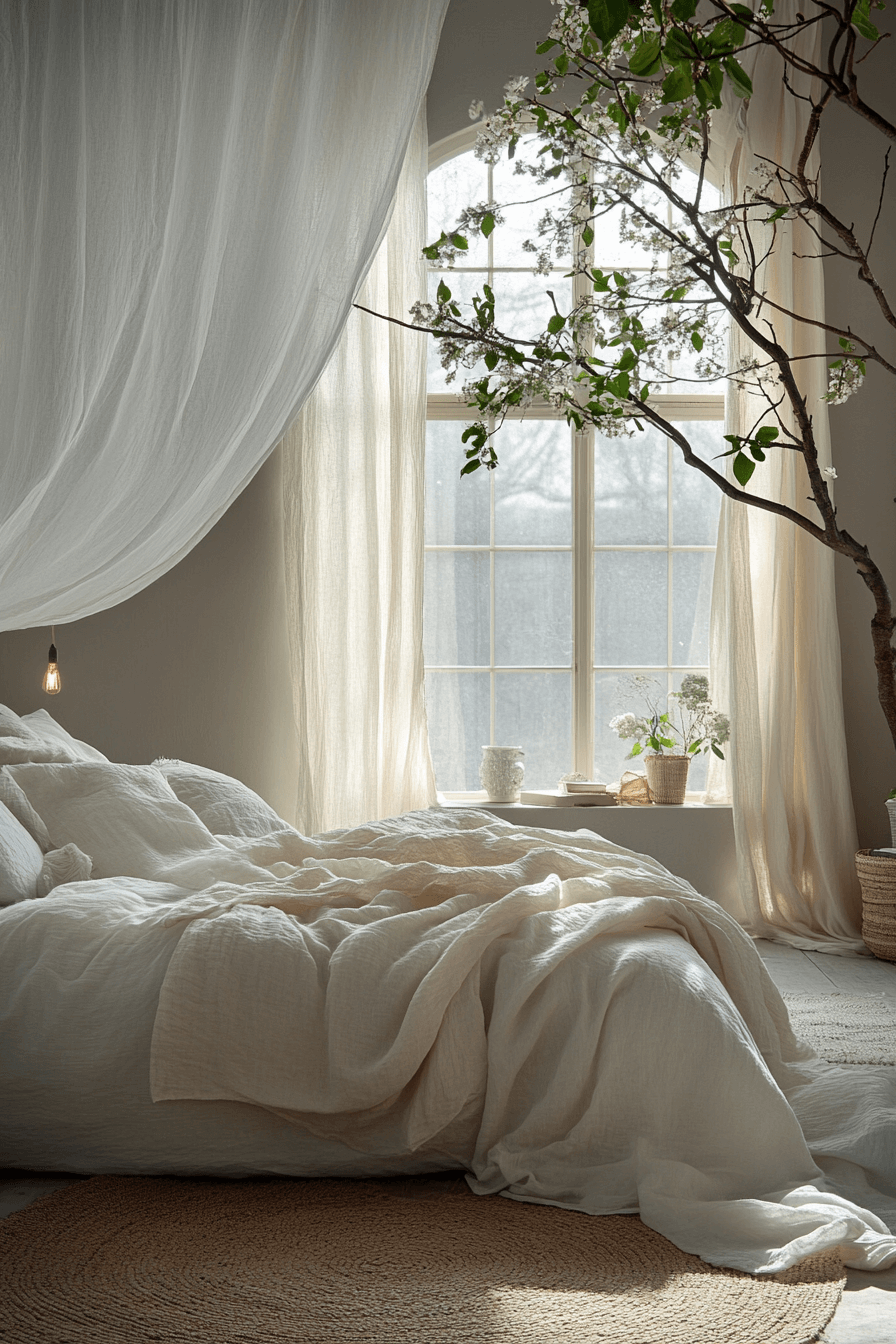 Misty Gray and Mauve Dark Boho Bedroom