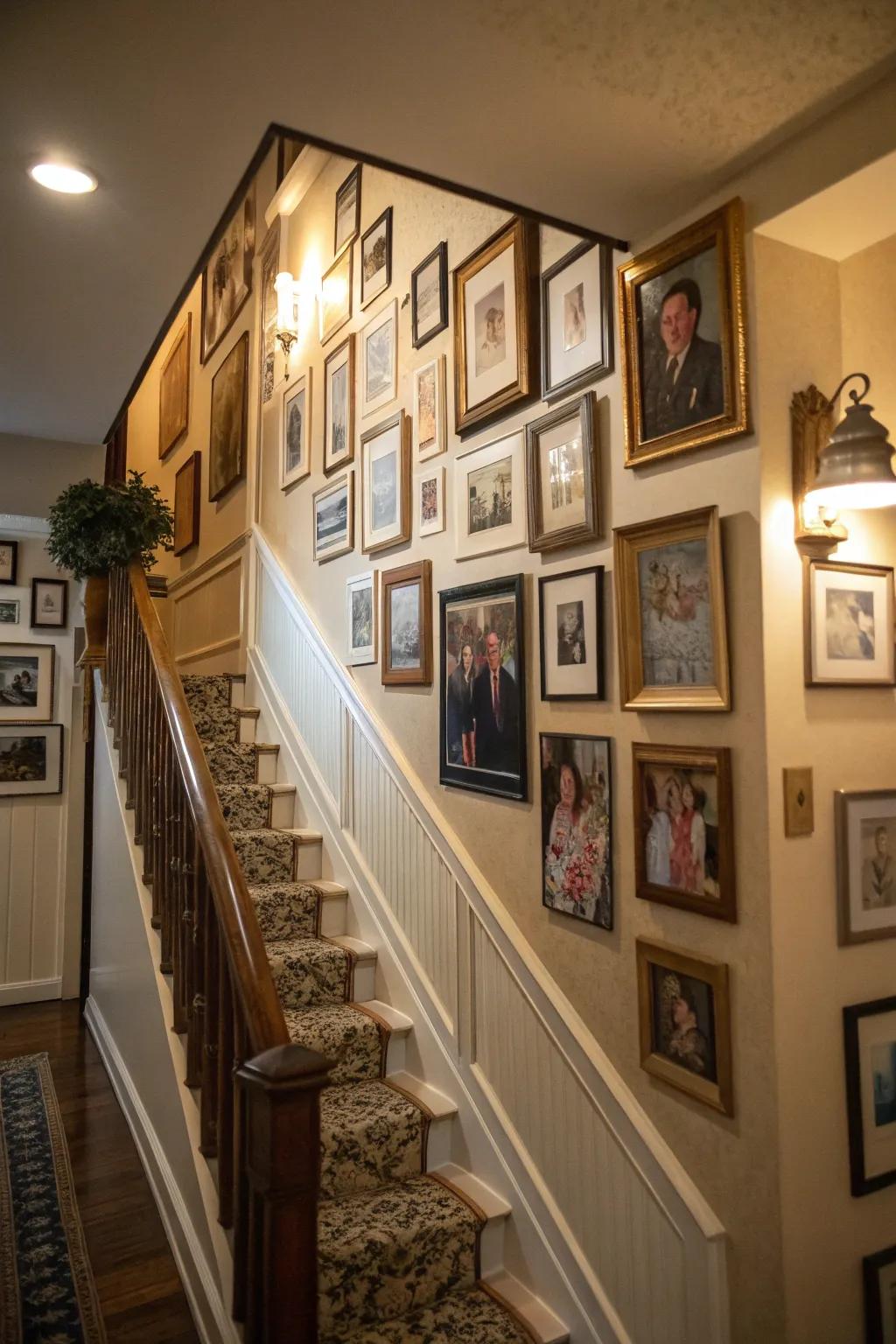 Personal photos add warmth and storytelling to entryways.