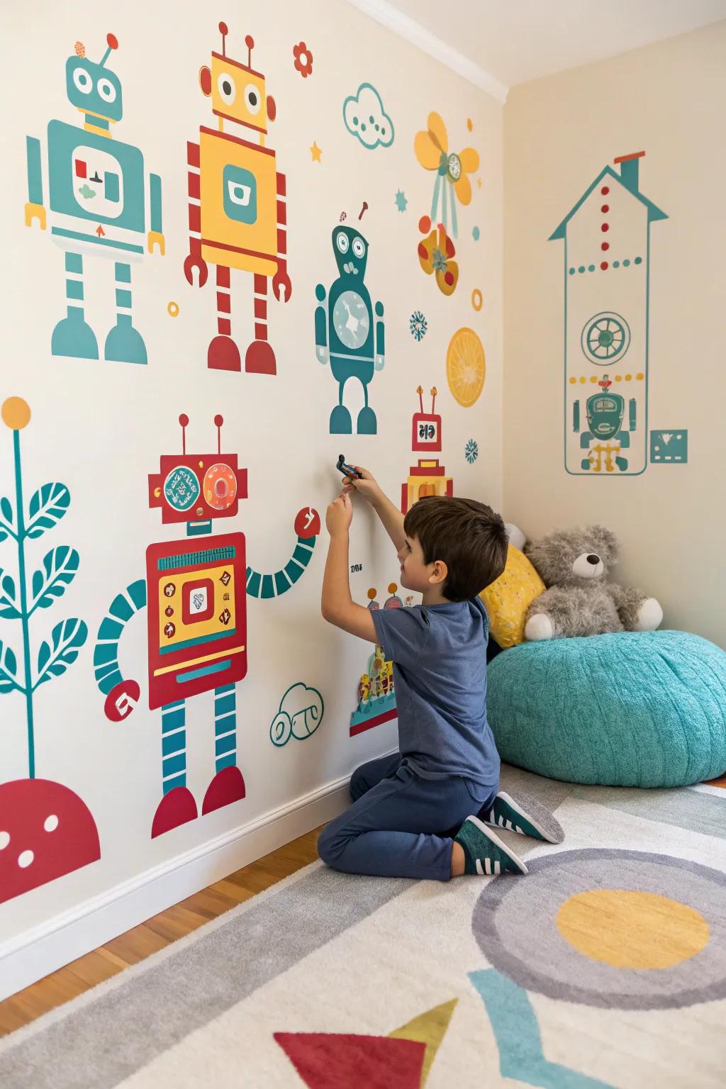 Energize the room with robot designs.