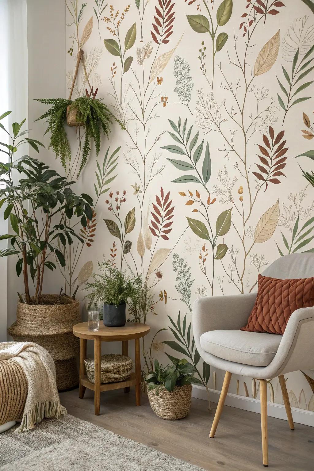 Eco-conscious wallpaper designs with natural textures.