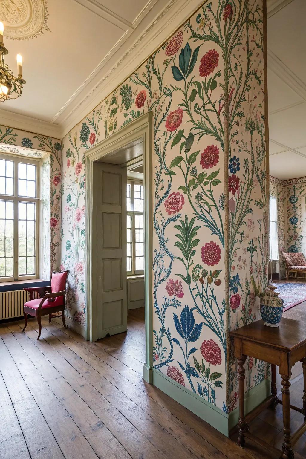 Elegant floral wallpaper patterns.