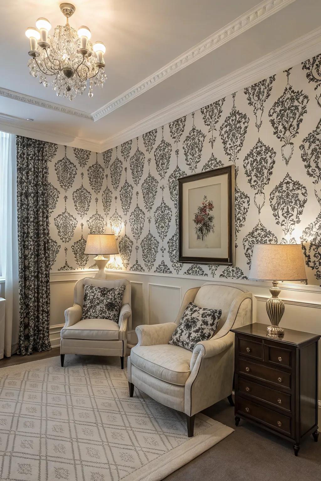 Elegant monochrome wallpaper patterns.