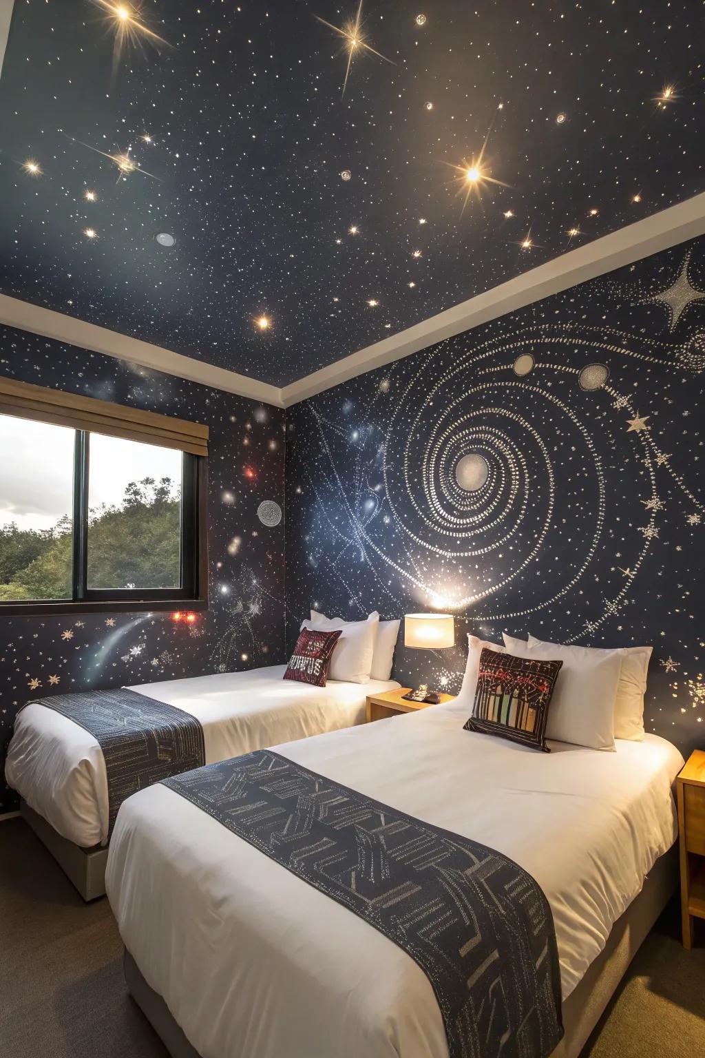 Celestial-themed wallpaper designs.