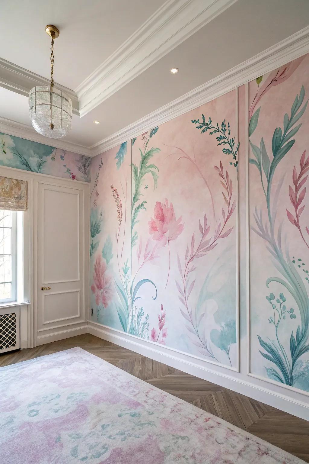 Soft watercolor wallpaper creating a tranquil ambiance.