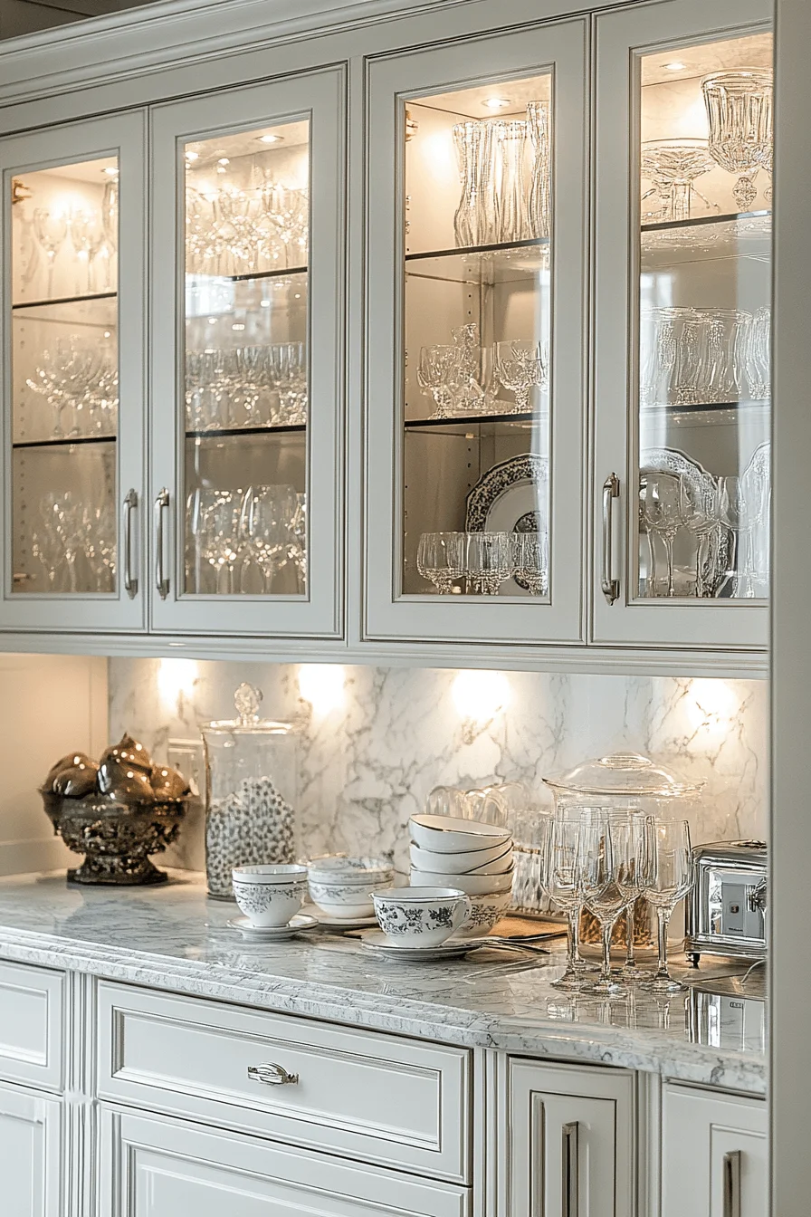 Kitchen cabinets with glass doors