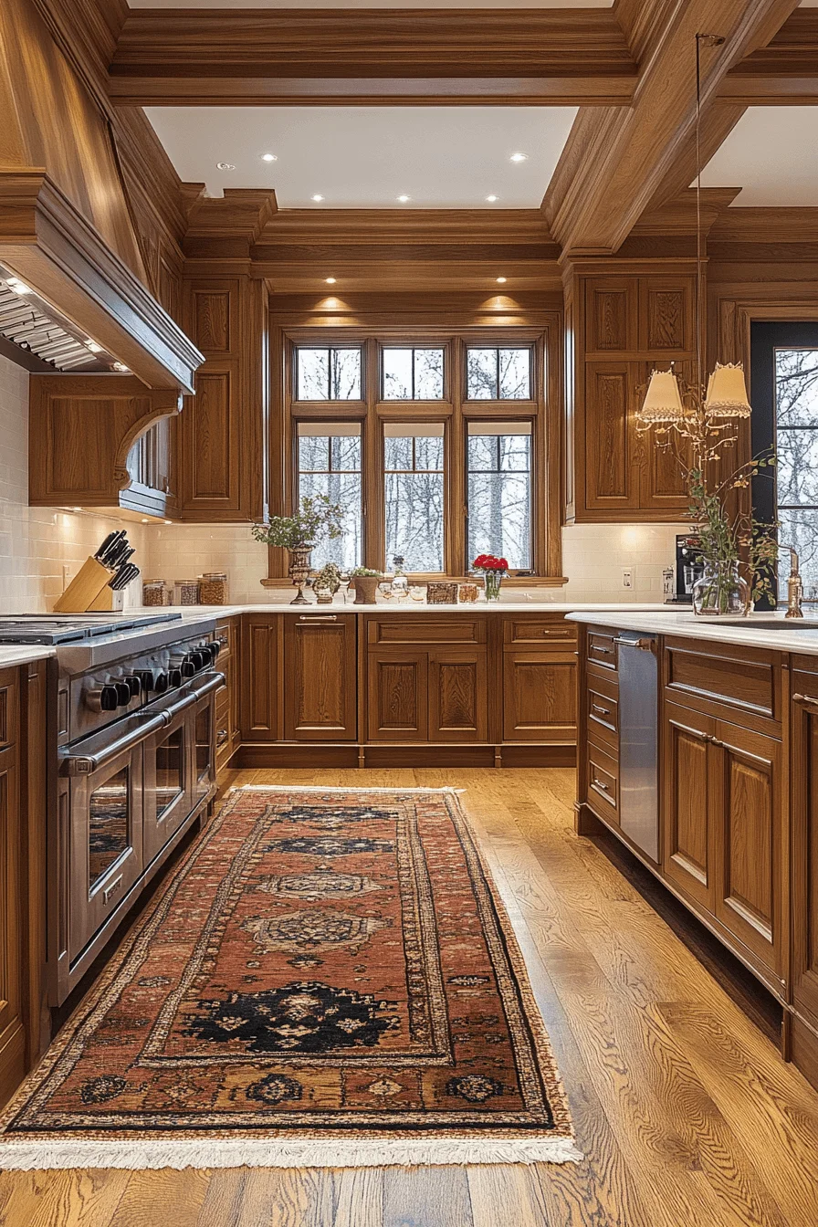 Natural wood kitchen island