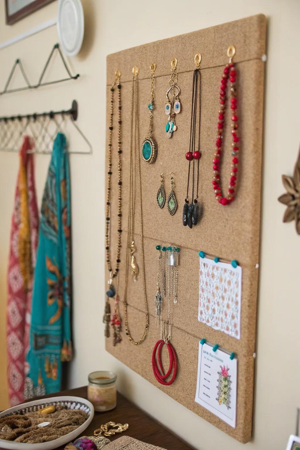 Fabric-covered jewelry display board