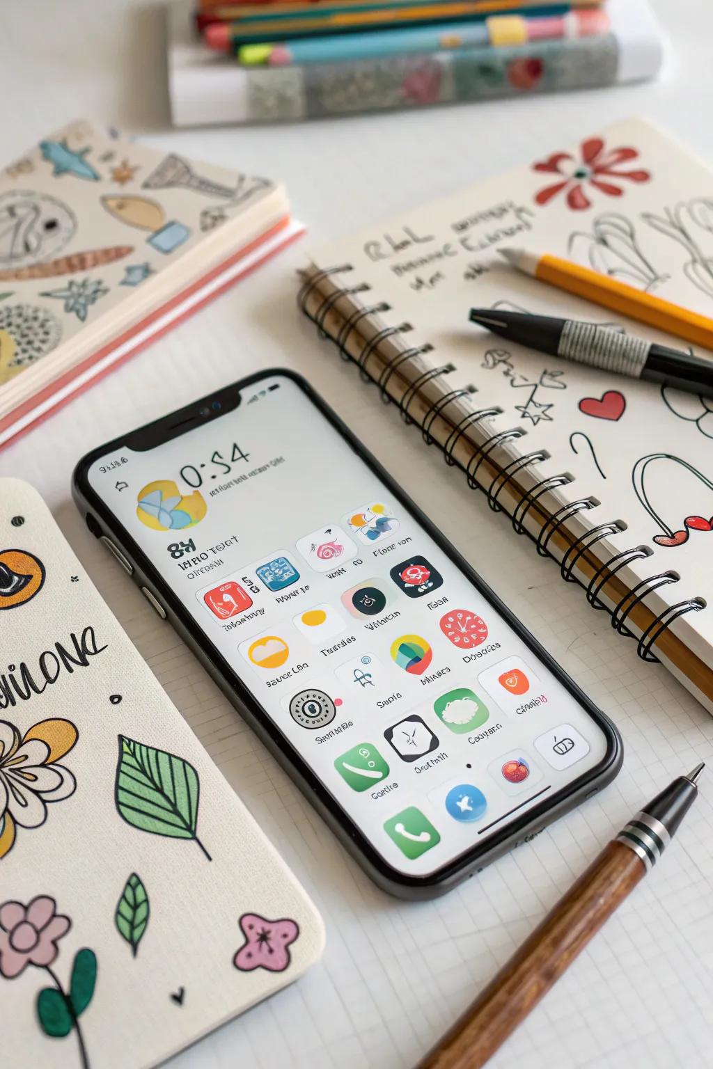 Doodle-inspired icons bring a creative and fun atmosphere.