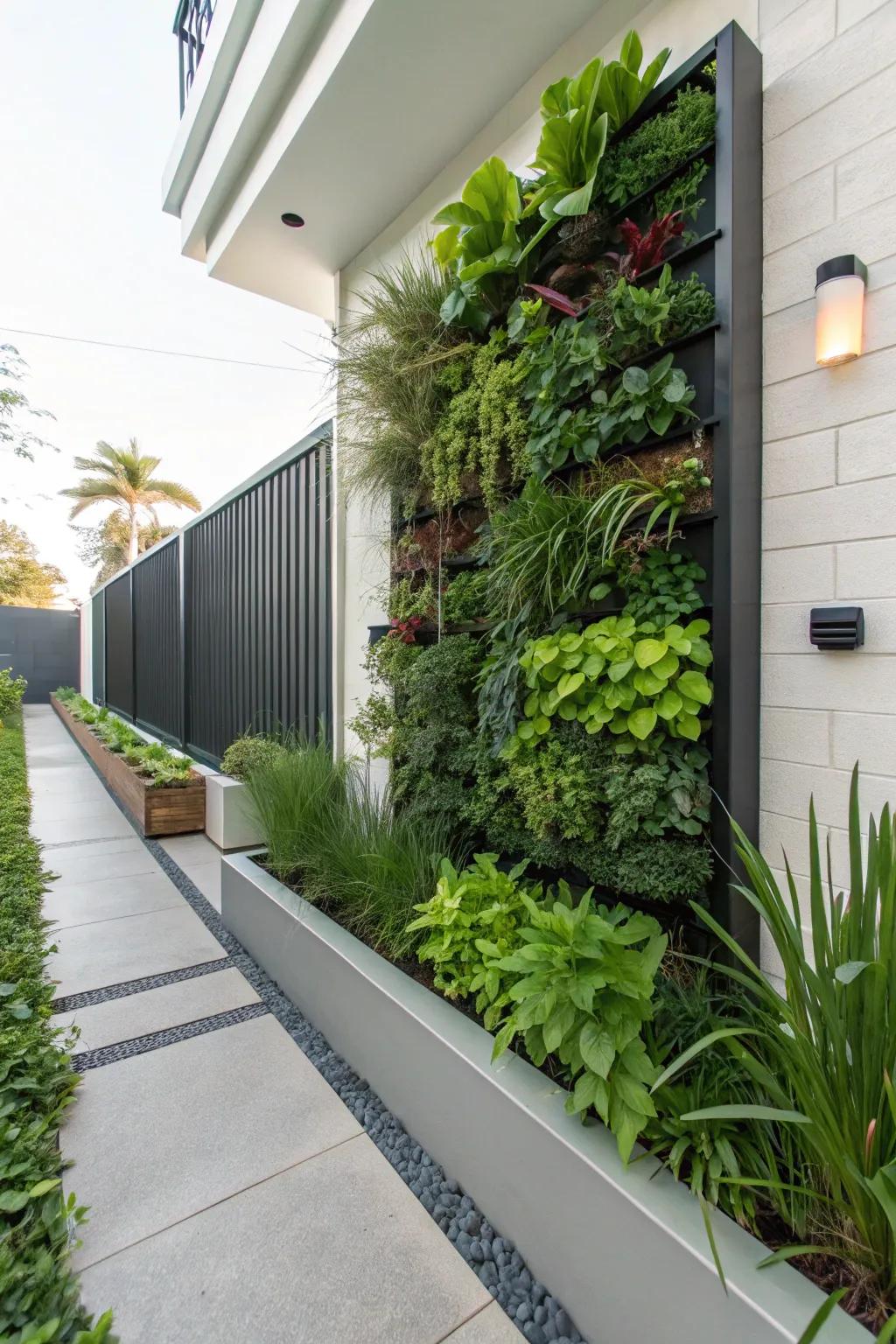 Vertical garden adding lush greenery to a small space