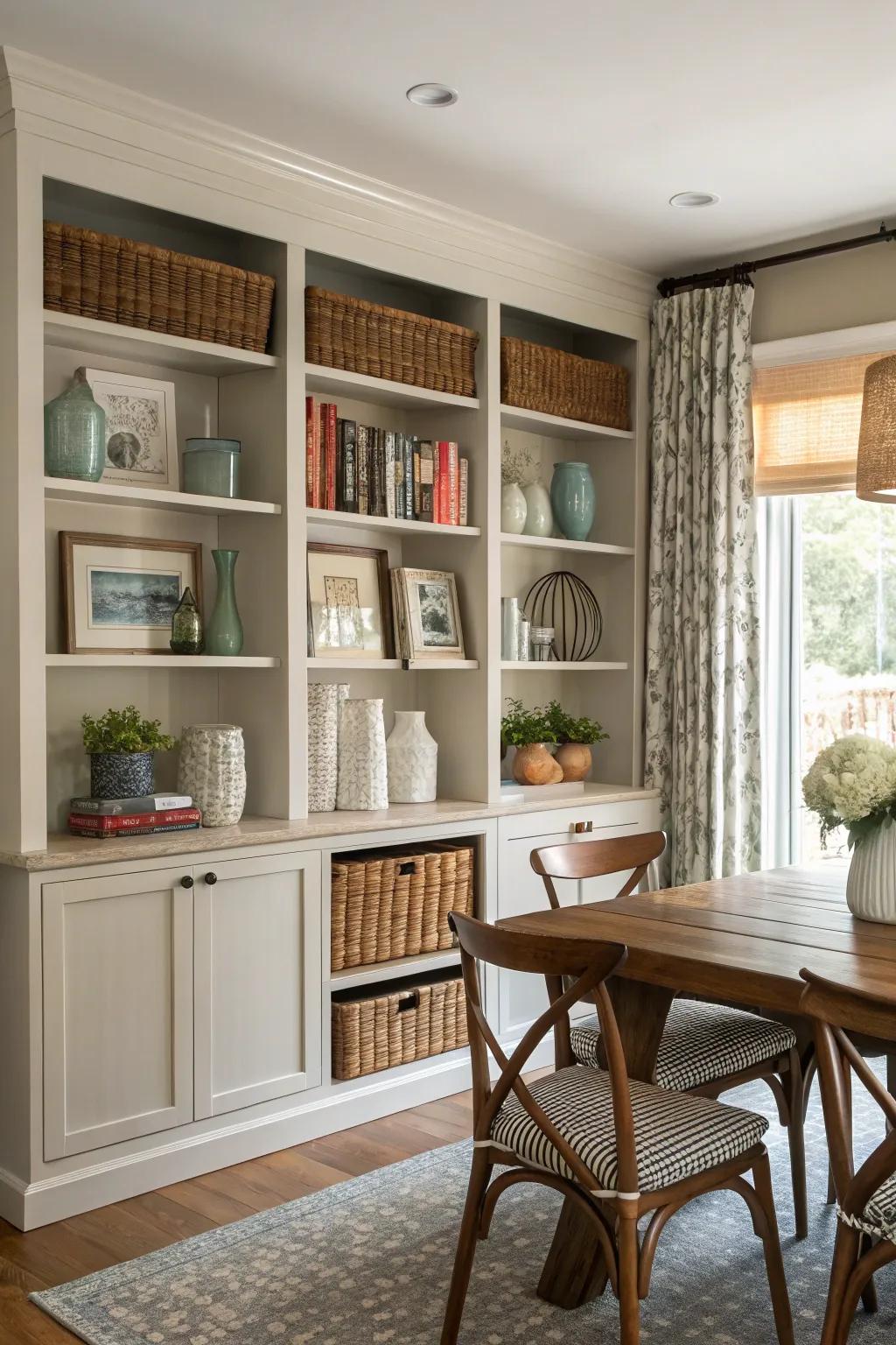 Adjustable shelving systems offer tailored storage solutions.