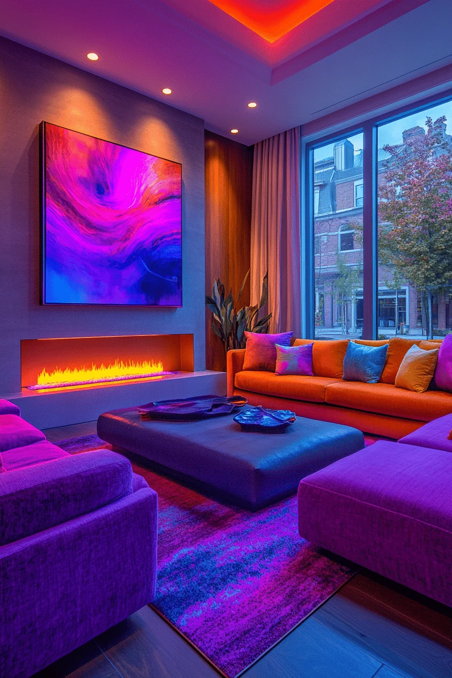 Fireplace with LED lighting