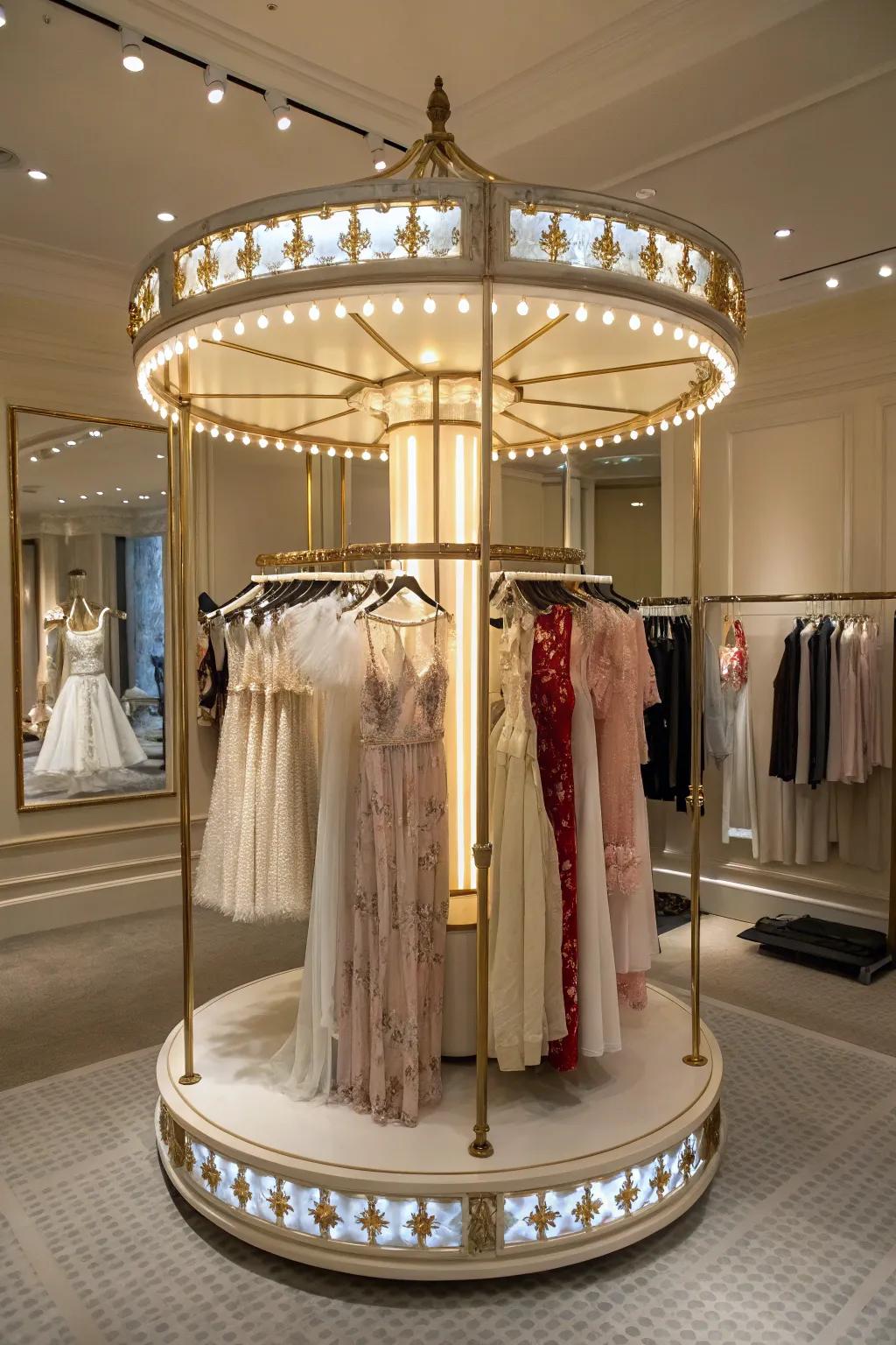 A lingerie carousel offers accessibility and a touch of luxury.