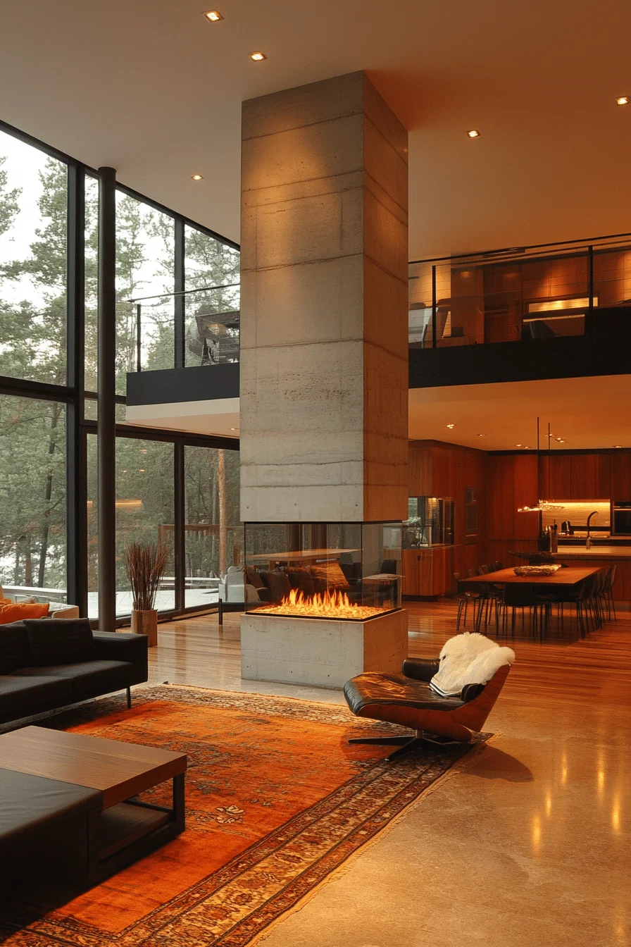 Freestanding fireplace room divider