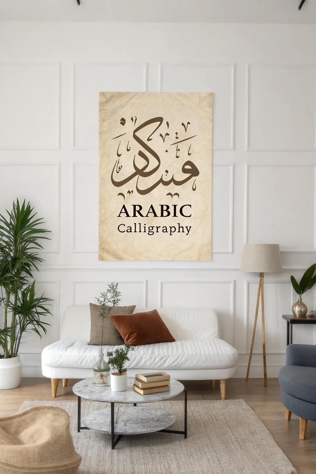 Simple Arabic calligraphy adds elegance and meaning.