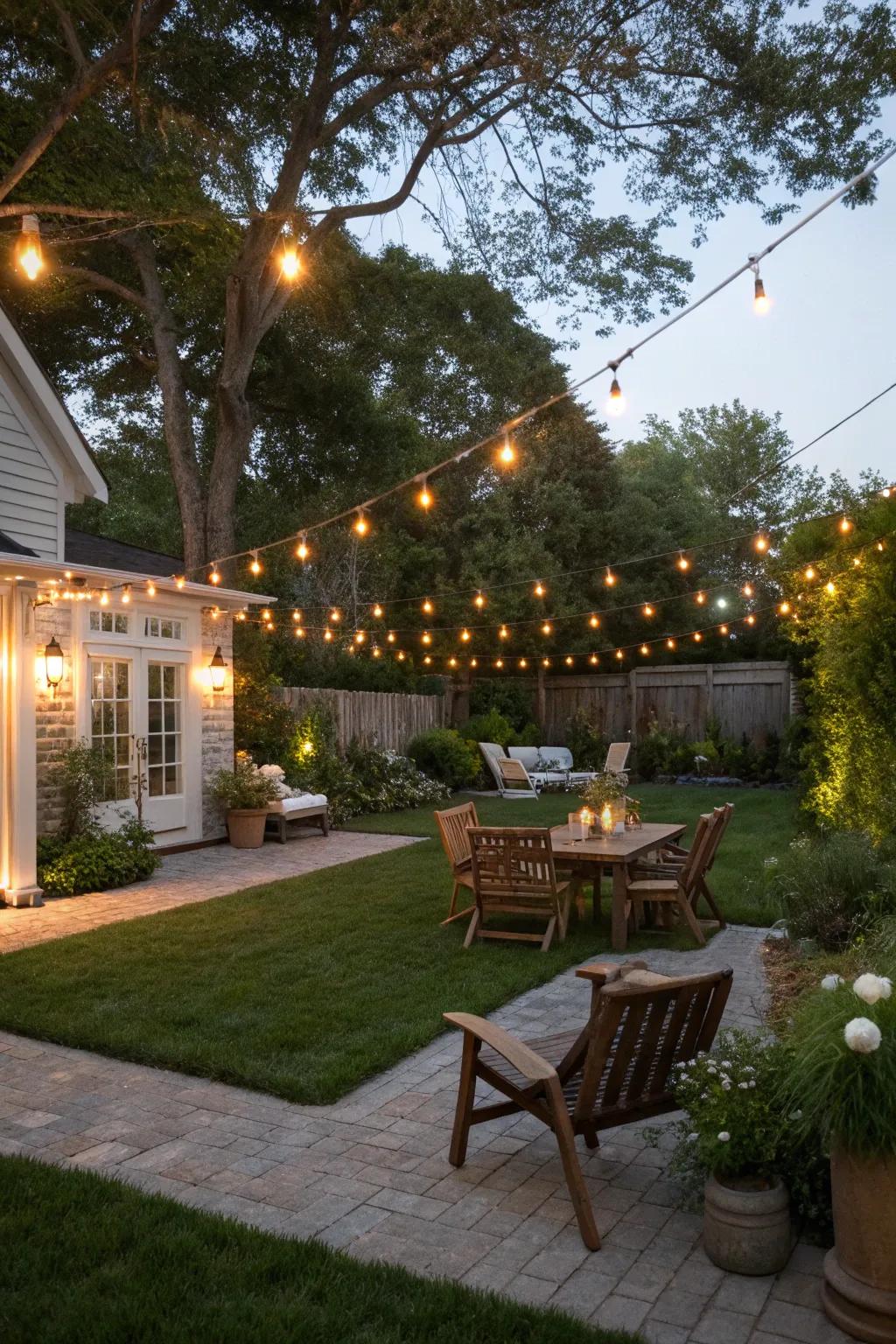 Ambient lighting adds warmth and charm to your backyard evenings.