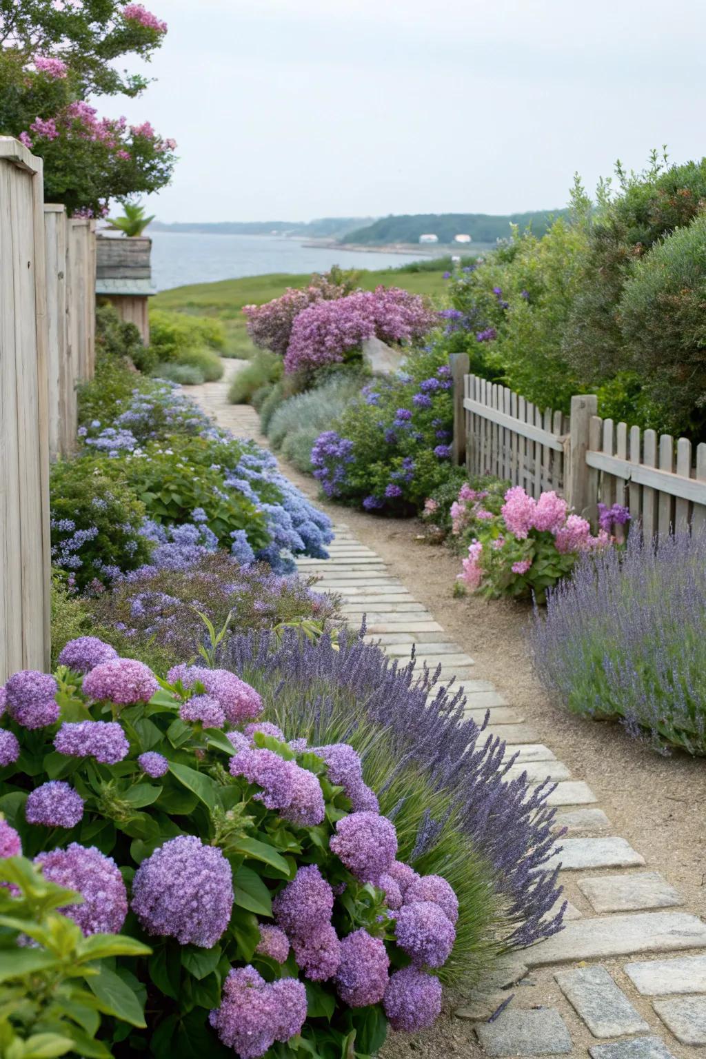 Coastal-friendly plants ensure a vibrant and low-maintenance garden.