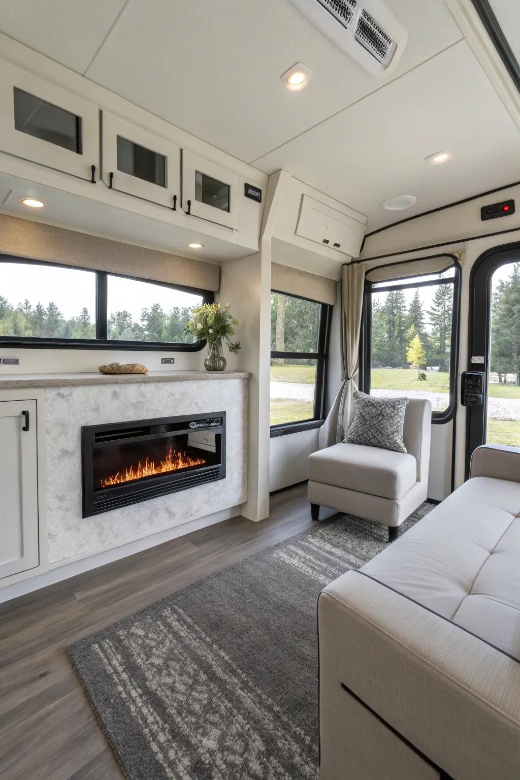 Modern minimalist fireplace design for a clean look.