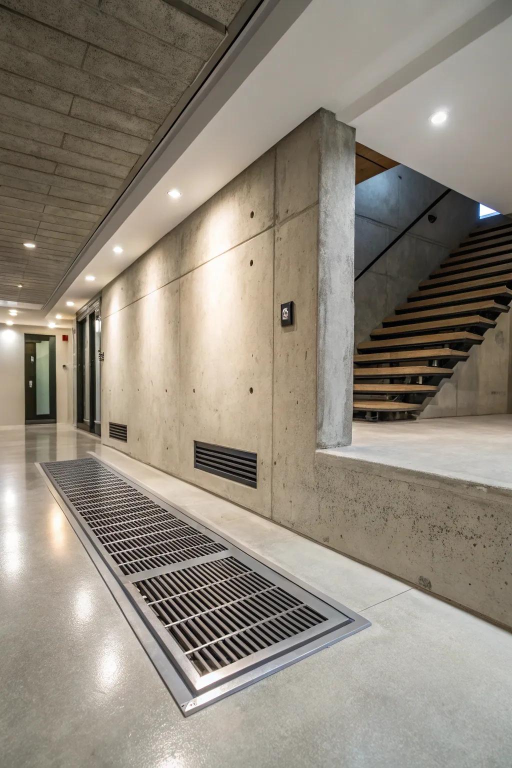 Custom vent covers enhance basement aesthetics while improving ventilation.