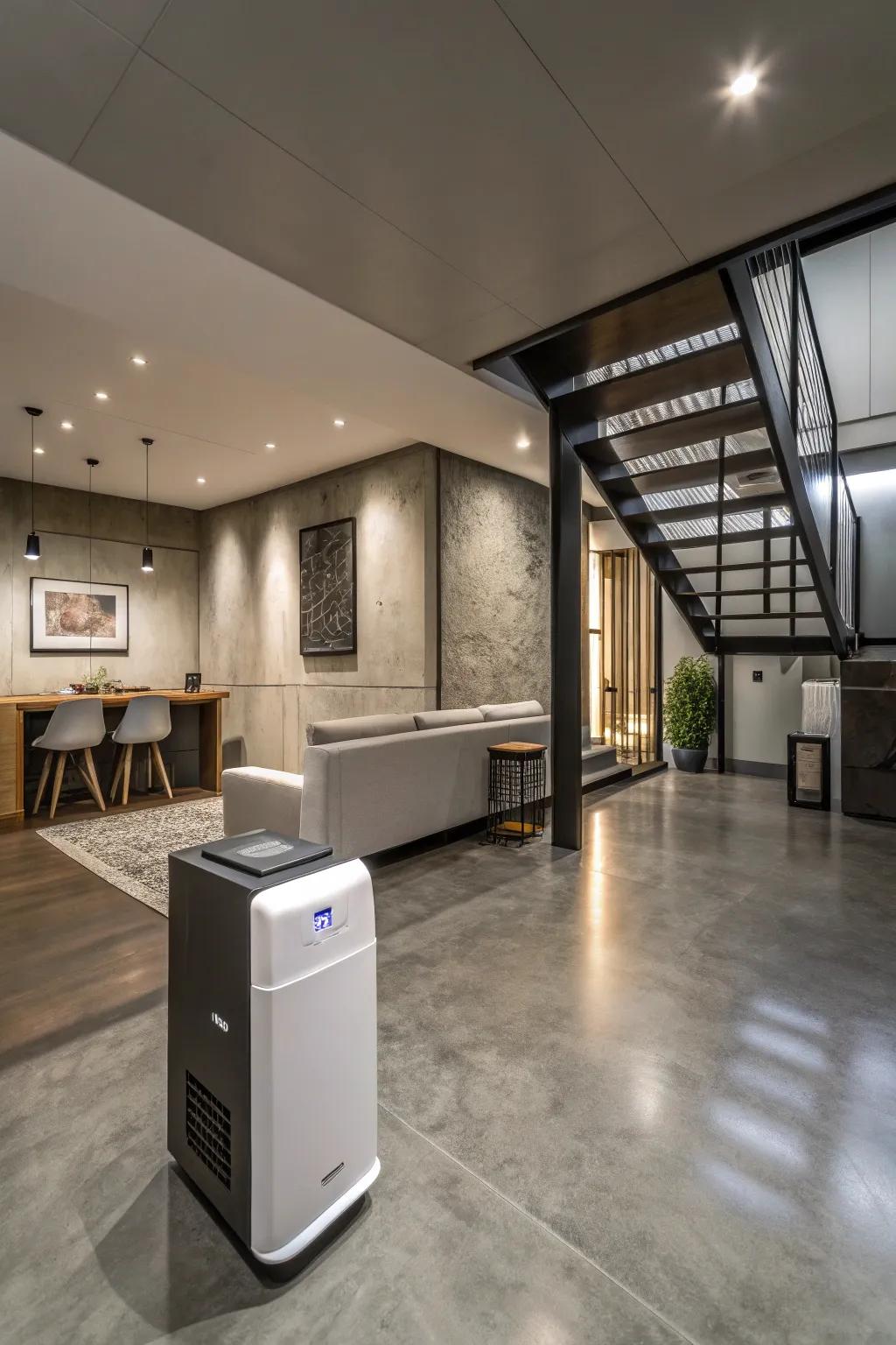 Dehumidifiers help maintain comfortable moisture levels in basements.