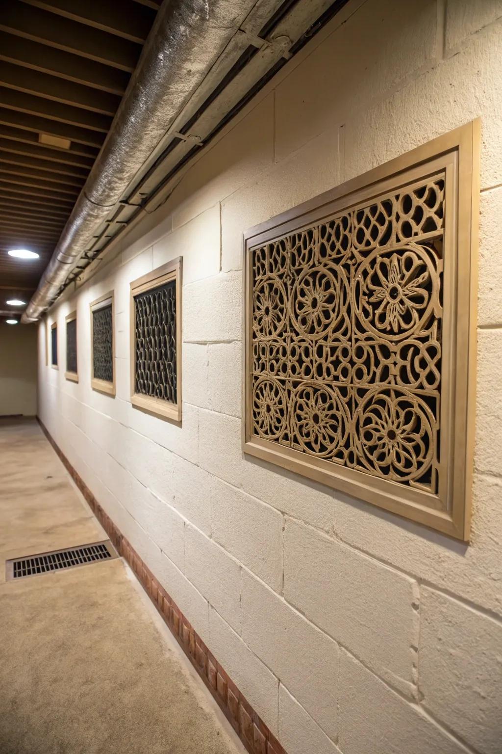 Ventilation grilles help spread air uniformly throughout the basement.