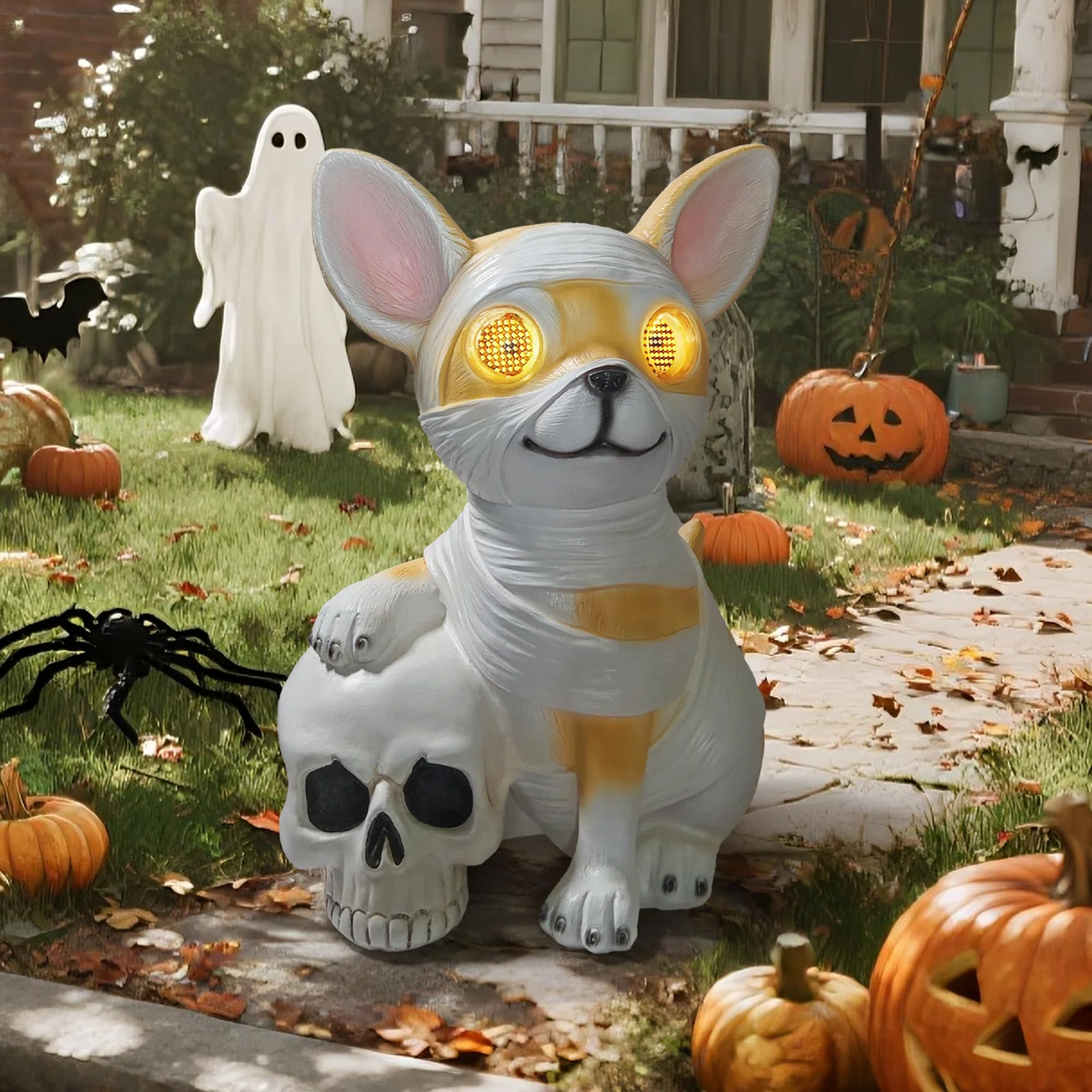 QOCNAM Halloween Ghost Dog Statue