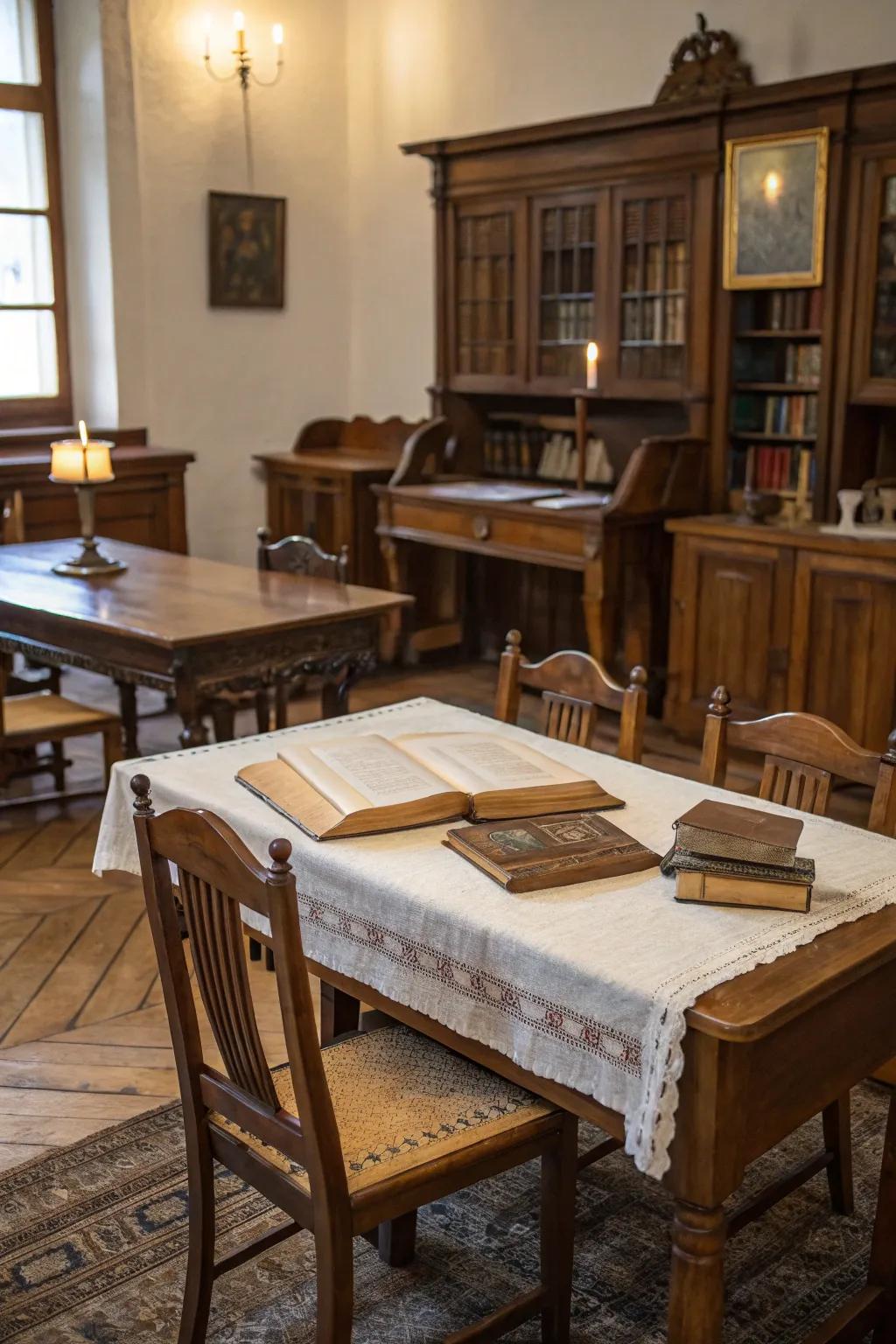 Antique wooden furniture adding character and history to interiors.