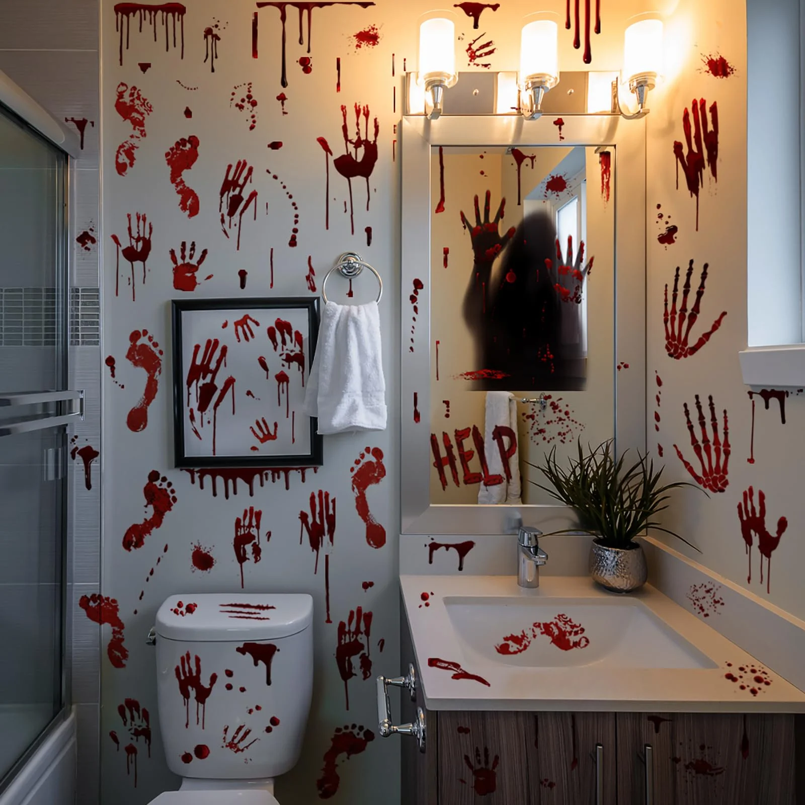TAOVEN Bloody Handprint and Footprint Stickers