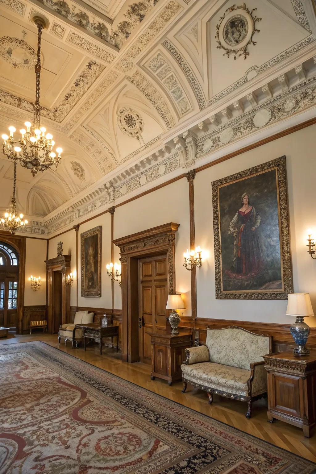 Intricate moulding adding sophistication to colonial interiors.