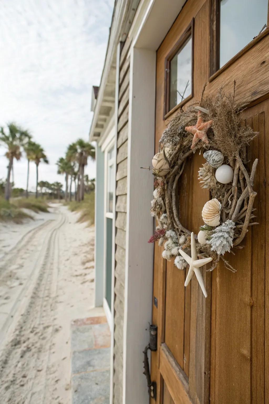 A wreath inspired by the calm of the ocean shore.