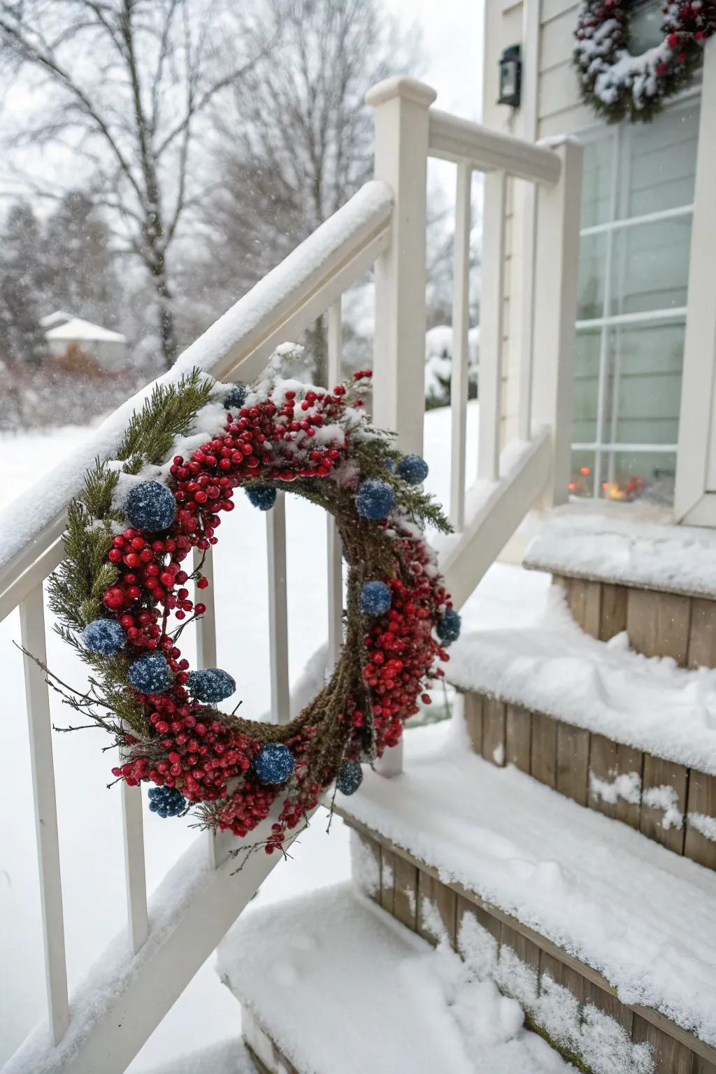 A wreath brightened by colorful berries.