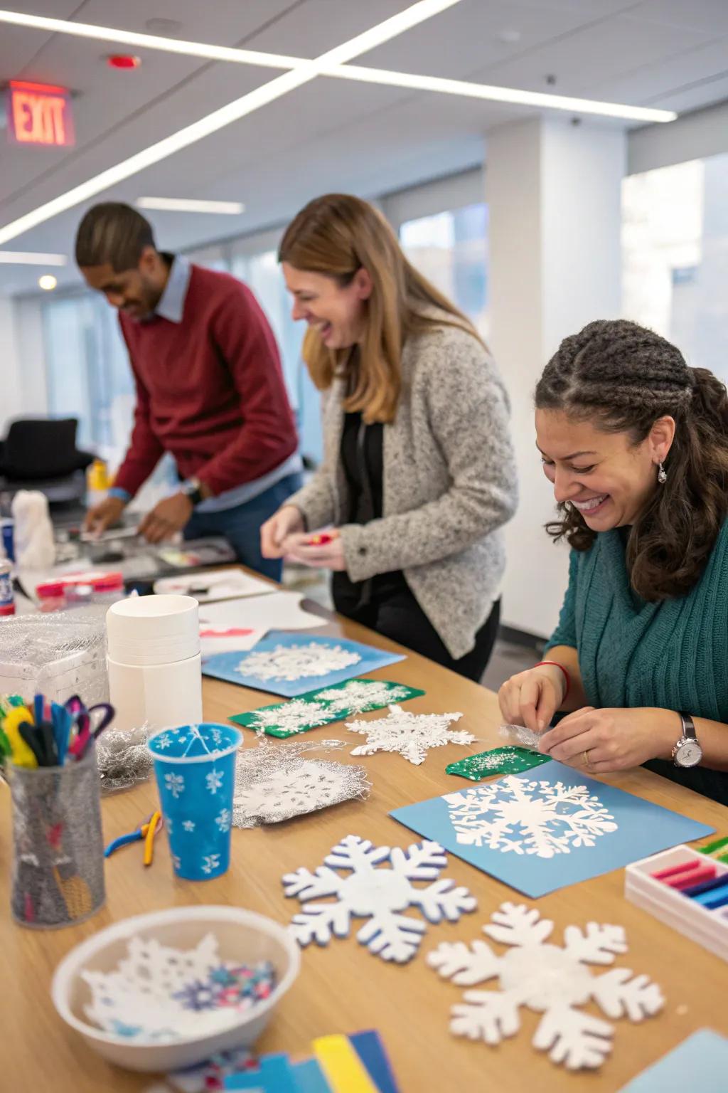 Winter-themed crafting challenge encourages office fun and creativity.