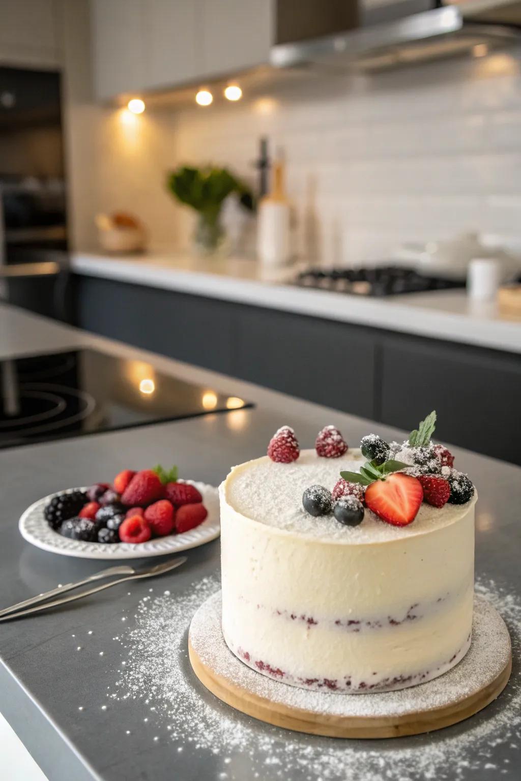 Sleek minimalist buttercream finish on a cake