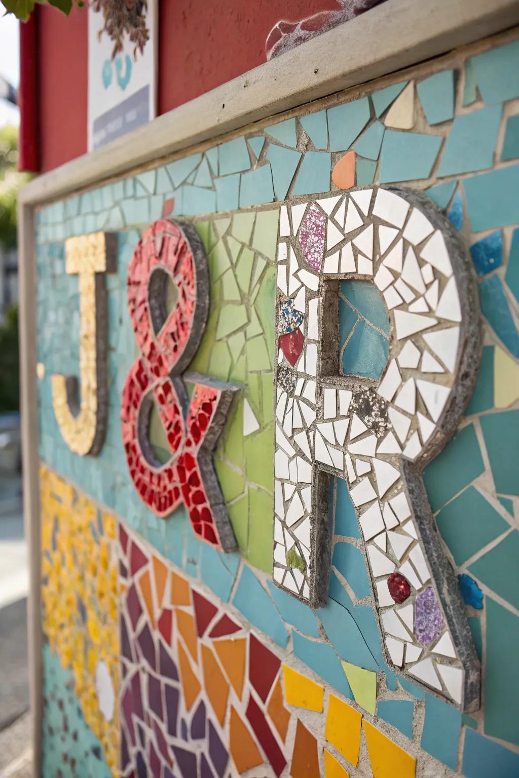 Personalized mirror art featuring initials and names.