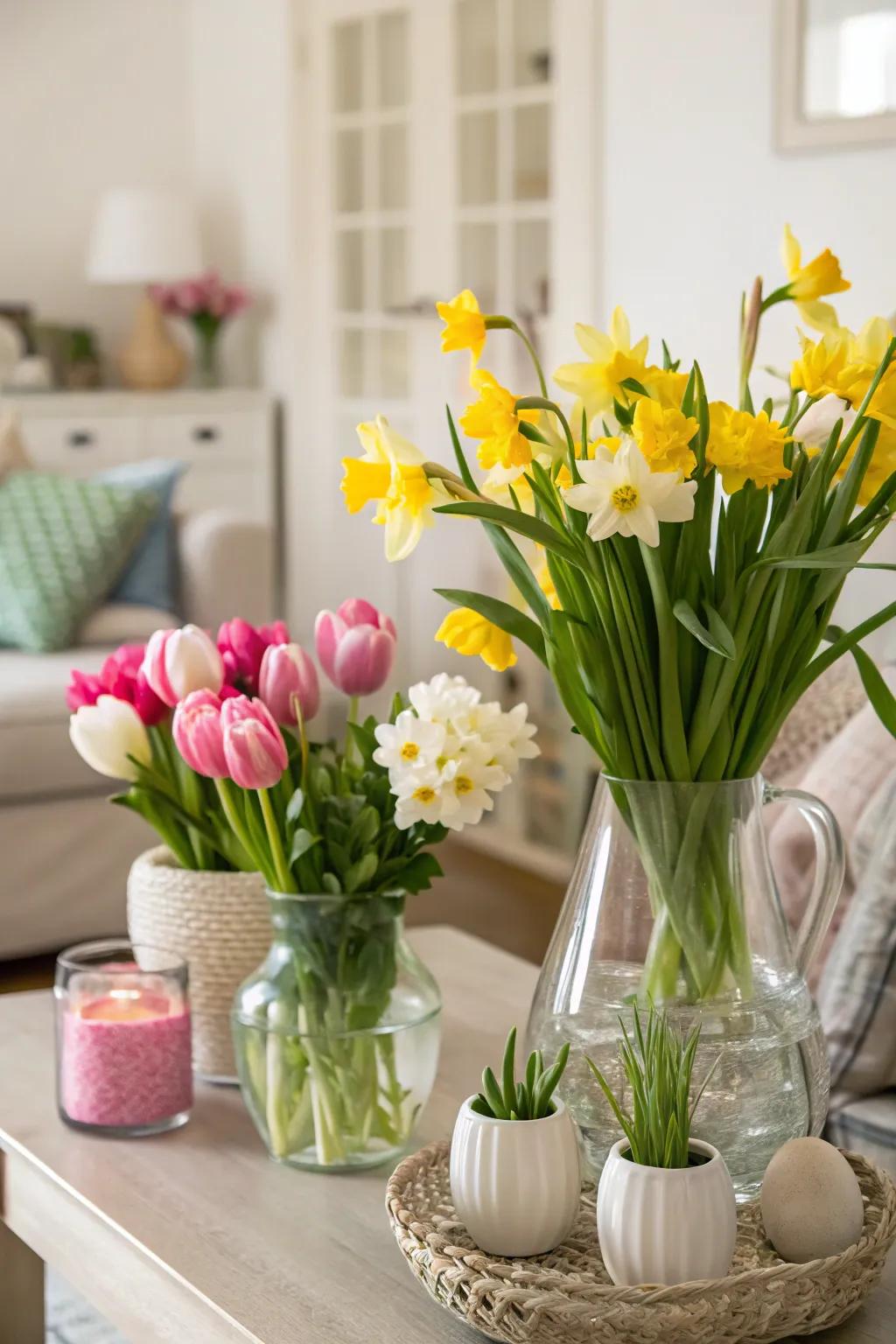 Fresh flowers brighten your home with spring colors.