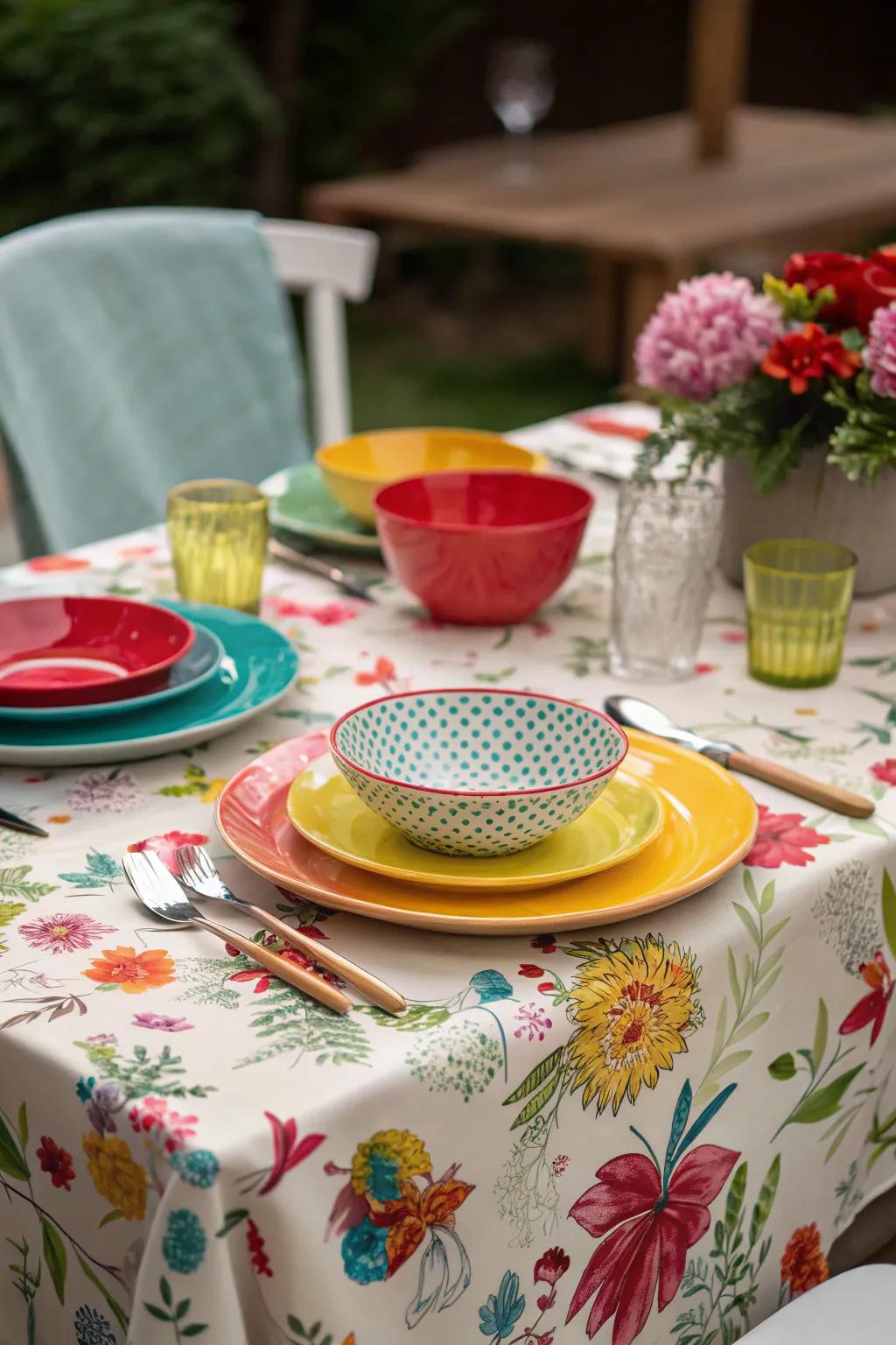 Spring-themed table settings make meals special.