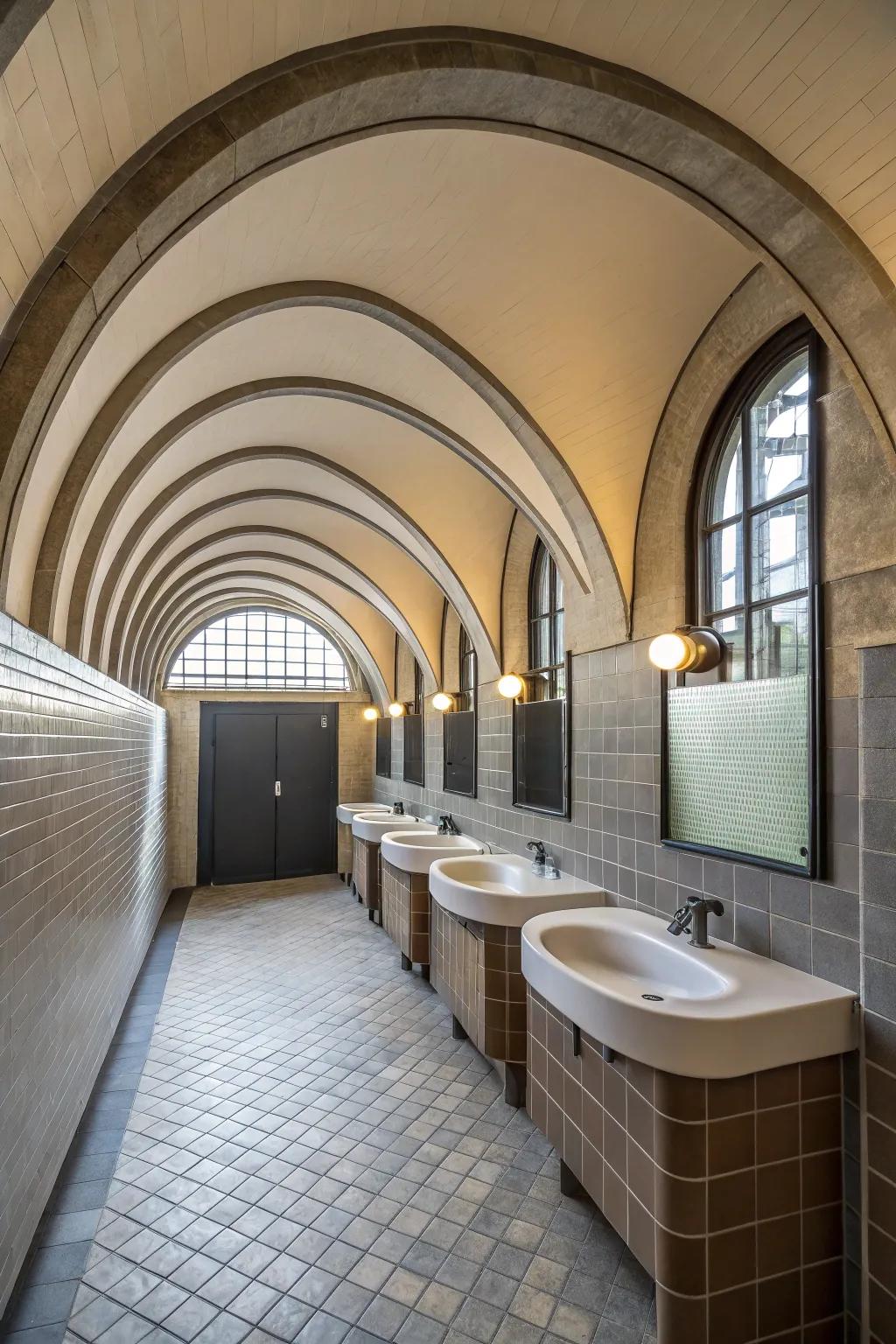 Curved bathroom elements improving style and space.