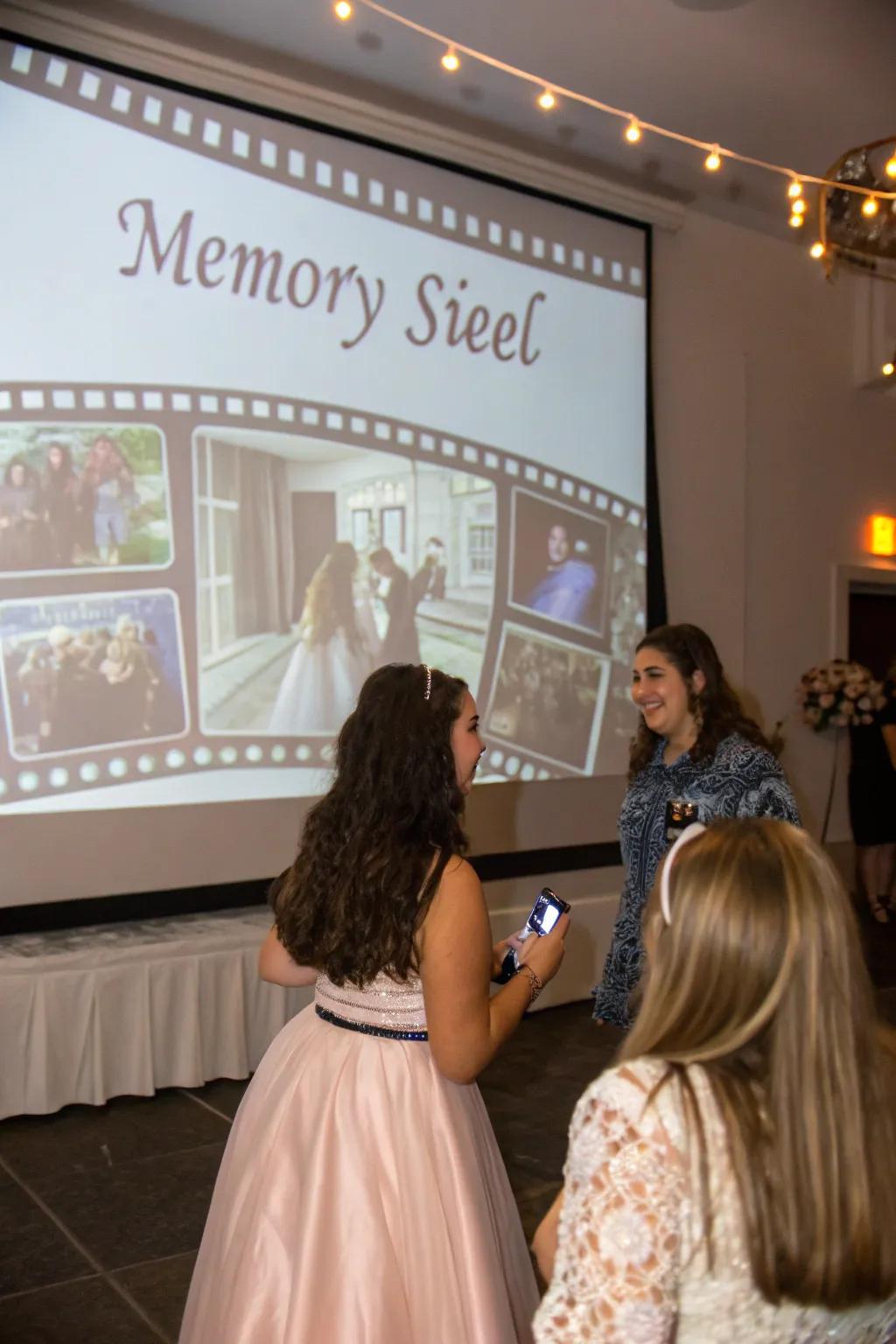 A memory montage displayed at a sweet sixteen.